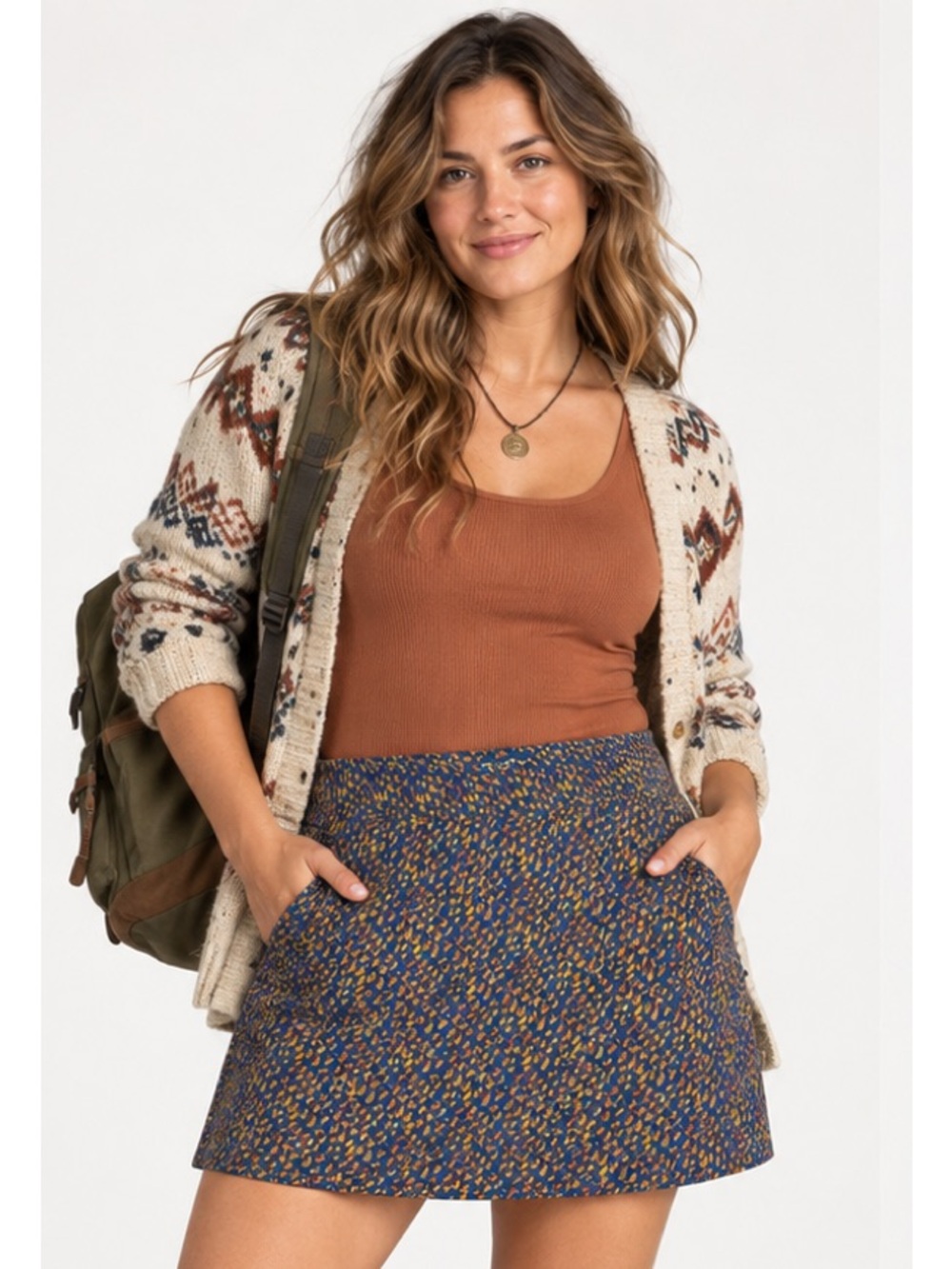 Toad&Co Navy Mini Casual Outdoor Gorpcore Cabincore Skirt Multi color Medium